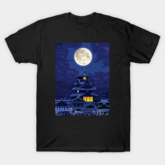 Dope night temple scene illustration T-Shirt by slluks_shop